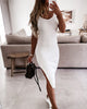 Casual Ribbed Dress Wit / S